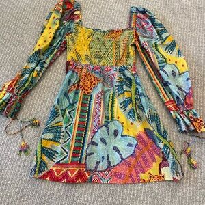 FARM Rio Colorful Bohemian Long Sleeve Dress